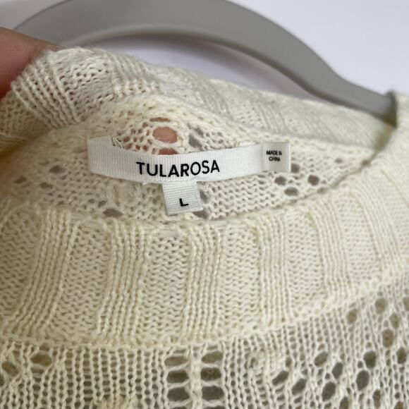 Tularosa Manny Sweater pointelle knit ruffled trim flared sleeves sweater Large - Picture 6 of 11